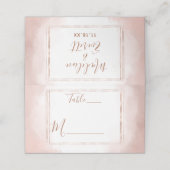 Blush Roze Waterverf Roos Goud Lijst Tafelnummer Plaatskaartje (Buitenkant ongevouwen)