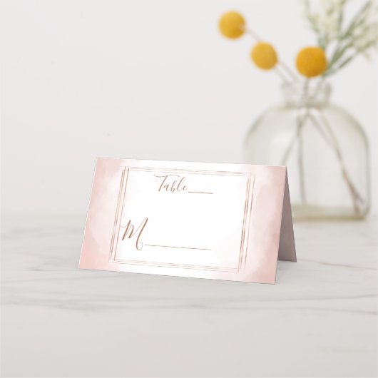 Blush Roze Waterverf Roos Goud Lijst Tafelnummer Plaatskaartje (Voorkant)