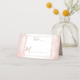 Blush Roze Waterverf Roos Goud Lijst Tafelnummer Plaatskaartje
