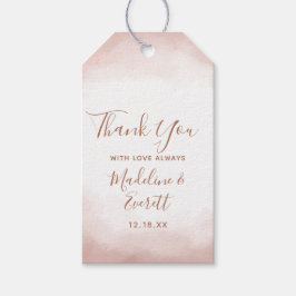 Blush roze Waterverf Roos gouden bruiloft dank u Cadeaulabel