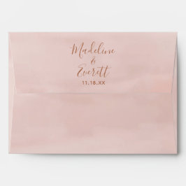Blush roze Waterverf & Roos gouden bruiloft monogr Envelop