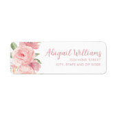 Blush Roze Waterverf Roos Return Address Label (Voorkant)