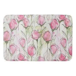 Blush Roze Waterverf Rosebuds Badmat