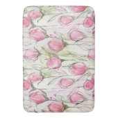 Blush Roze Waterverf Rosebuds Badmat (Voorkant Verticaal)