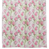 Blush Roze Waterverf Rosebuds Douchegordijn (Voorkant)
