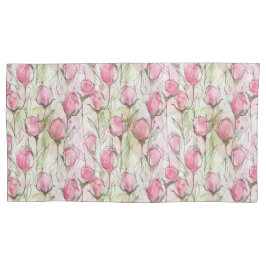 Blush Roze Waterverf Rosebuds Kussensloop