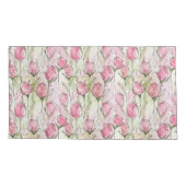 Blush Roze Waterverf Rosebuds Kussensloop (Achterkant-Links)