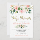 Blush Roze Waterverf Rozen Baby shower Uitnodiging (Voorkant)
