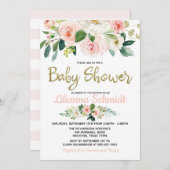 Blush Roze Waterverf Rozen Baby shower Uitnodiging (Voorkant / Achterkant)