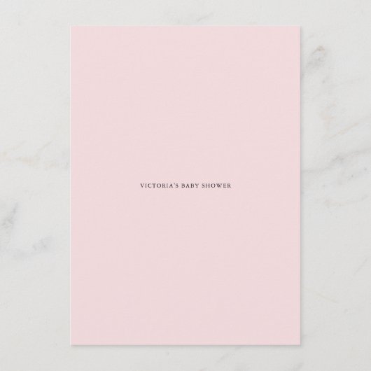 Blush Roze Waterverf Rozen Baby shower Vernissen Informatiekaartje (Achterkant)