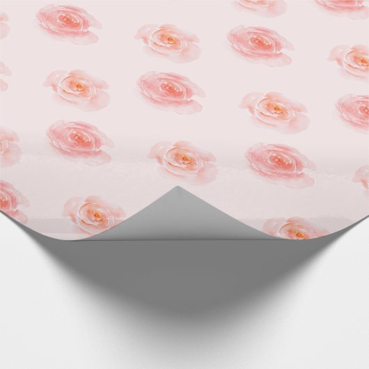 Blush Roze Waterverf Rozen Cadeaupapier (Hoek)