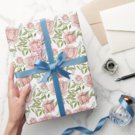 Blush Roze Waterverf Rozen Cadeaupapier