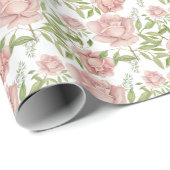 Blush Roze Waterverf Rozen Cadeaupapier (Rol Hoek)