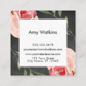 Blush Roze Waterverf Rozen Chalkboard Achtergrond Vierkante Visitekaartje (Achterkant)