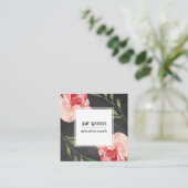 Blush Roze Waterverf Rozen Chalkboard Achtergrond Vierkante Visitekaartje (Staand voorkant)