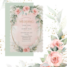 Blush roze Waterverf Rozen Elegant Wedding