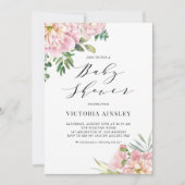 Blush Roze Waterverf Rozen Floral Baby shower Kaart (Voorkant)