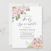 Blush Roze Waterverf Rozen Floral Baby sprint Kaart (Voorkant)