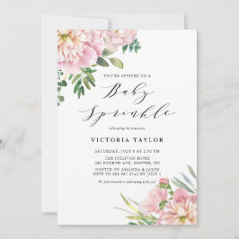 Blush Roze Waterverf Rozen Floral Baby sprint Kaart