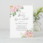 Blush Roze Waterverf Rozen Floral Baby sprint Kaart (Staand voorkant)
