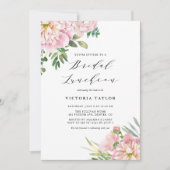 Blush Roze Waterverf Rozen Floral Bridal Luncheon Kaart (Voorkant)