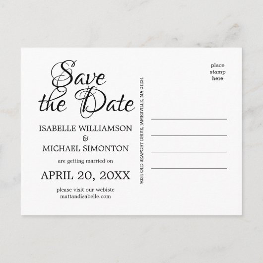 Blush Roze Waterverf Rozen Foto opslaan van de dat Aankondigingskaart (Achterkant)