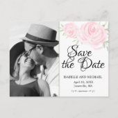 Blush Roze Waterverf Rozen Foto opslaan van de dat Aankondigingskaart (Voorkant)