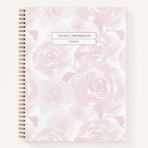 Blush Roze Waterverf Rozen Gepersonaliseerd tijdsc Notitieboek