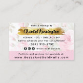 Blush Roze Waterverf Rozen & Goud Shabby Chic Visitekaartje (Achterkant)