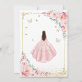 Blush Roze Waterverf Rozen Gouden Quinceanera Kaart (Achterkant)