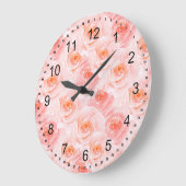  Blush Roze Waterverf Rozen Grote Klok (Hoek)