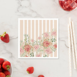 Blush Roze Waterverf Rozen Handgeschilderd Servet