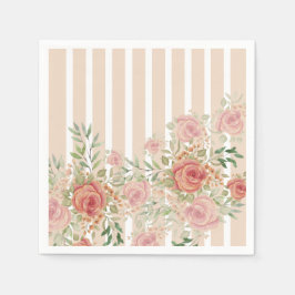 Blush Roze Waterverf Rozen Handgeschilderd Servet