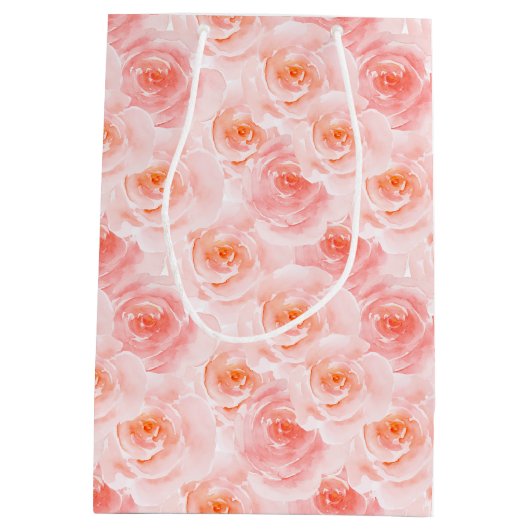 Blush Roze Waterverf Rozen Medium Cadeauzakje (Achterkant)
