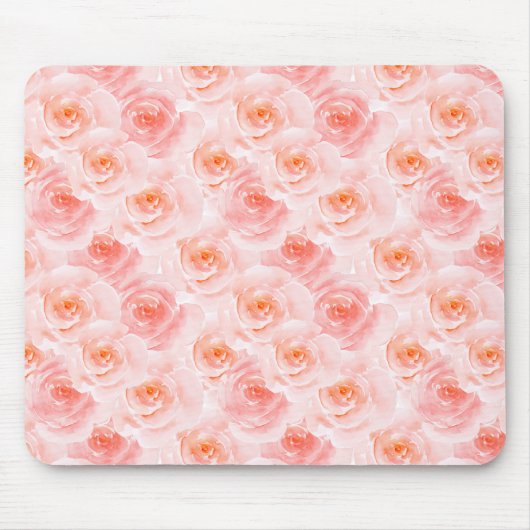  Blush Roze Waterverf Rozen Muismat (Voorkant)