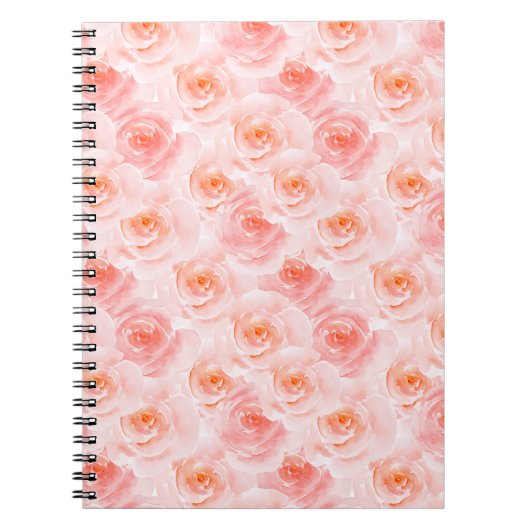  Blush Roze Waterverf Rozen Notitieboek (Voorkant)