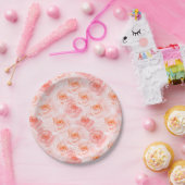 Blush Roze Waterverf Rozen Papieren Bordje (Feest)