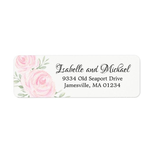 Blush roze Waterverf Rozen retour adreslabels Etiket (Voorkant)