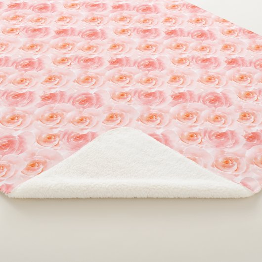 Blush Roze Waterverf Rozen Sherpa Deken (3/4)