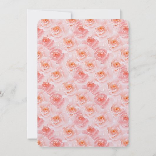 Blush Roze Waterverf Rozen Verjaardag Kaart (Achterkant)