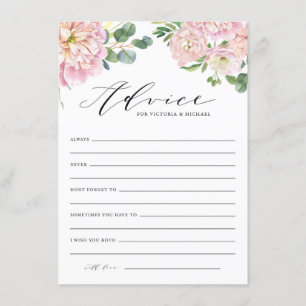Blush Roze Waterverf Rozen Weddenschapskaart Informatiekaartje