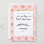 Blush roze Waterverf Rozen Wedding nodigt uit Kaart (Voorkant)