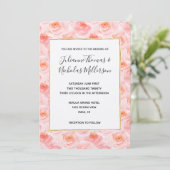 Blush roze Waterverf Rozen Wedding nodigt uit Kaart (Staand voorkant)