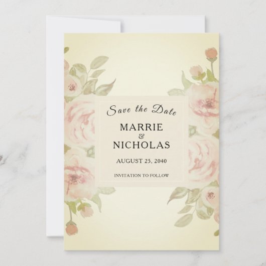 Blush Roze Waterverf  Save The Date (Voorkant)