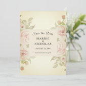 Blush Roze Waterverf  Save The Date (Staand voorkant)