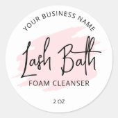 Blush Roze Waterverf Script Lash Bath Cleanser Ronde Sticker (Voorkant)
