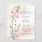 Blush Roze Waterverf Script Weddenschap Kaart (Voorkant)