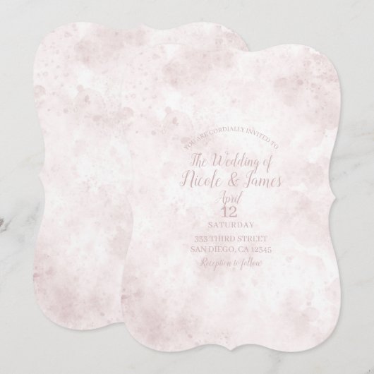 Blush roze Waterverf Stain Modern Glam Weddenschap Kaart (Voorkant / Achterkant)