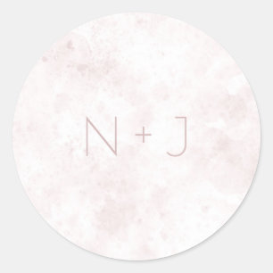 Blush roze Waterverf Stain Modern Glam Weddenschap Ronde Sticker