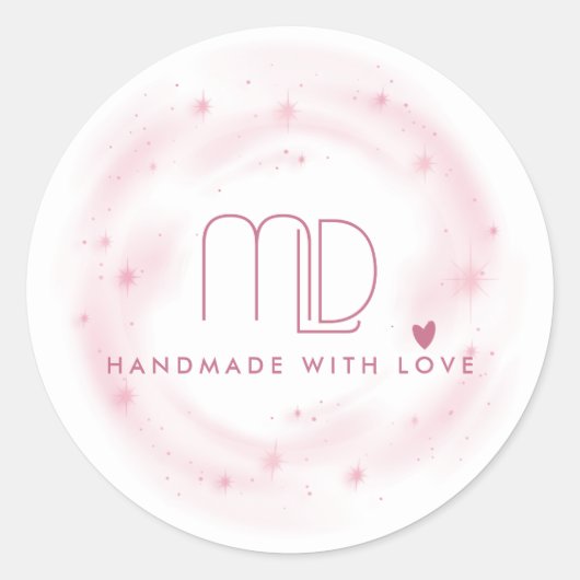 BLUSH ROZE WATERVERF STAR CIRCLE HOLLOW LOGO RONDE STICKER (Voorkant)